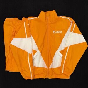 Vtg Tennessee Volunteers 2 pc 100% Nylon Tracksuit Adult M Vols Colorblock Retro